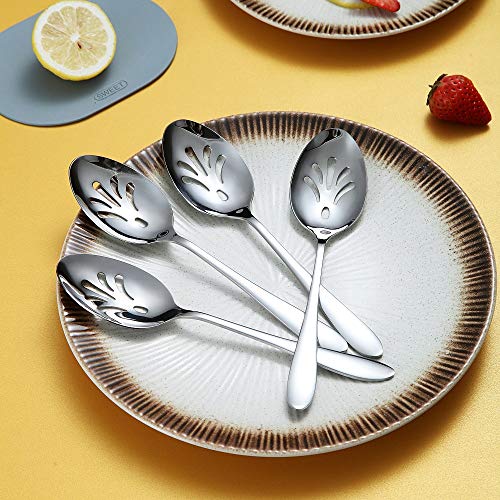 10-Piece Serving Flatware Silverware Set,Stainless Steel Serving Utensil Set,Include Slotted Serving Spoon, Serving Spoon, Serving Fork(Silver)