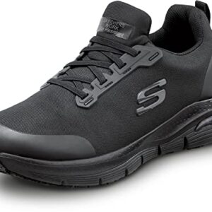 Skechers Work Arch Fit Charles, Men's, Black, Slip On Athletic Style, Alloy Toe, MaxTrax Slip Resistant, Work Shoe (9.0 M)