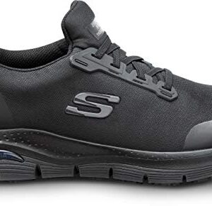 Skechers Work Arch Fit Charles, Men's, Black, Slip On Athletic Style, Alloy Toe, MaxTrax Slip Resistant, Work Shoe (9.0 M)