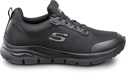Skechers Work Arch Fit Charles, Men's, Black, Slip On Athletic Style, Alloy Toe, MaxTrax Slip Resistant, Work Shoe (9.0 M)