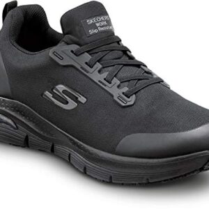 Skechers Work Arch Fit Charles, Men's, Black, Slip On Athletic Style, Alloy Toe, MaxTrax Slip Resistant, Work Shoe (9.0 M)