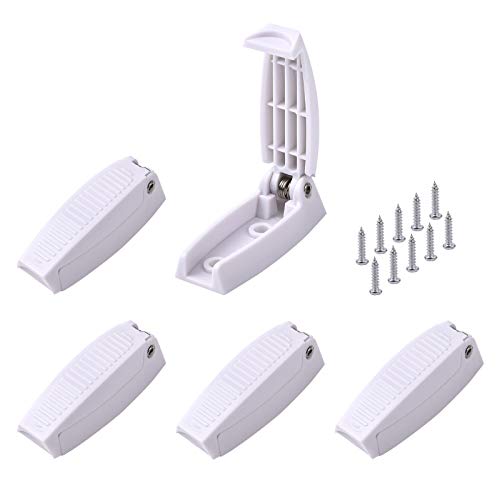 SnowyFox RV Baggage Door Catch 5Pcs, White Camper Door Holder, Baggage Door Latch Door Clip for RV Motorhome Camper Trailer