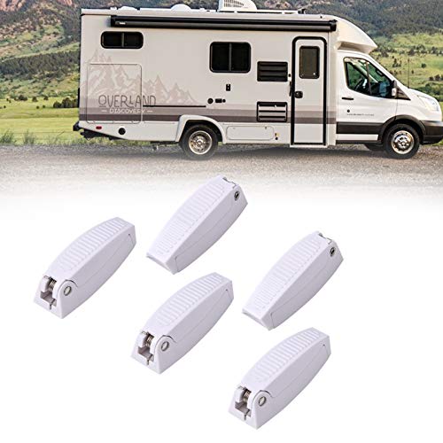 SnowyFox RV Baggage Door Catch 5Pcs, White Camper Door Holder, Baggage Door Latch Door Clip for RV Motorhome Camper Trailer