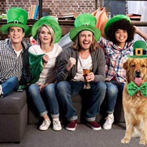 Vehomy Pet Dog Saint Patrick's Day Costume - Green Dog Top Hat and 2pcs Shamrock Dog Saint Patrick's Day Bow tie Collars for Dogs Cats Puppy Kitten (3Pcs)