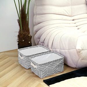 6 Pcs Storage Basket Foldable Cube Fabric Bins Square Mini Box Receive Organizer Rectangle Canvas with Handles for Nursery Home Office Kids Toys Books Small 11x8x6.3 inch Grey