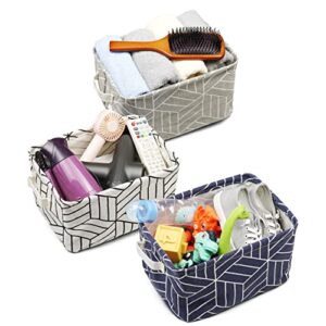 6 Pcs Storage Basket Foldable Cube Fabric Bins Square Mini Box Receive Organizer Rectangle Canvas with Handles for Nursery Home Office Kids Toys Books Small 11x8x6.3 inch Grey