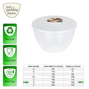 Just Pudding Basins 3 Pint Plastic Pudding Basin and Lid Clear 2 Pack 3pt Steam Dessert Bowls