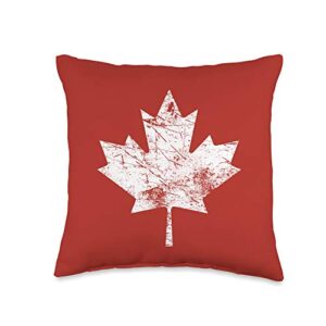 canada leaf apparel co. canada flag retro vintage maple leaf proud canadian throw pillow, 16x16, multicolor