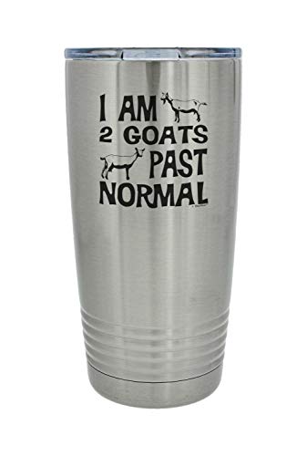 ThisWear Gifts For Goat Lovers I Am 2 Goats Past Normal 20oz. Stainless Steel Insulated Travel Mug With Lid Silver