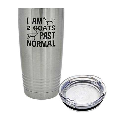 ThisWear Gifts For Goat Lovers I Am 2 Goats Past Normal 20oz. Stainless Steel Insulated Travel Mug With Lid Silver