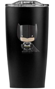justice league batman cute chibi character stainless steel tumbler 20 oz coffee travel mug/cup, vacuum insulated & double wall with leakproof sliding lid | great for hot drinks and cold beverages