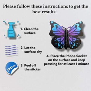 SRLC Cute Butterfly Phone Grip Socket: Phone Holder and Collapsible Stand Grip,Popping Out for Phone,Compatible with All Smartphones and Cases (Lavender Butterfly)