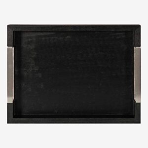 Kate and Laurel Heller Modern Rectangular Tray, 12 x 16, Black, Wood Tray for Storage and Display