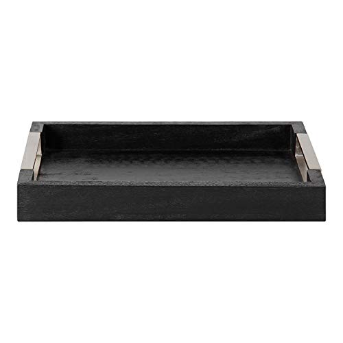 Kate and Laurel Heller Modern Rectangular Tray, 12 x 16, Black, Wood Tray for Storage and Display