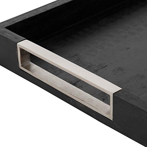 Kate and Laurel Heller Modern Rectangular Tray, 12 x 16, Black, Wood Tray for Storage and Display