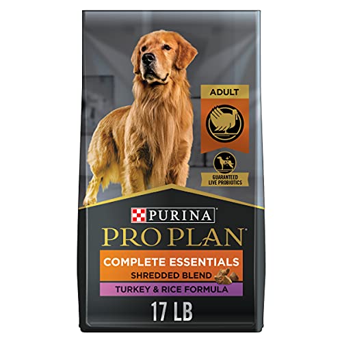 Purina Pro Plan High Protein Dog Food with Probiotics for Dogs, Shredded Blend Turkey & Rice Formula - 17 lb. Bag