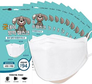 10 pack, 4-layers kf94 certified korean face mask (made in korea) (kids, children, youth, adults) [happylife] (kids white)
