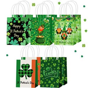 st. patrick's day craft gift bags irish clover holiday paper bags kraft treat bags mini candy bags assortment shamrock wrapping bags for kids classroom party favors supplies (10 pcs)