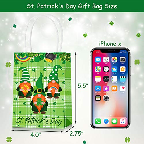 St. Patrick's Day Craft Gift Bags Irish Clover Holiday Paper Bags Kraft Treat Bags Mini Candy Bags Assortment Shamrock Wrapping Bags for Kids Classroom Party Favors Supplies (10 Pcs)
