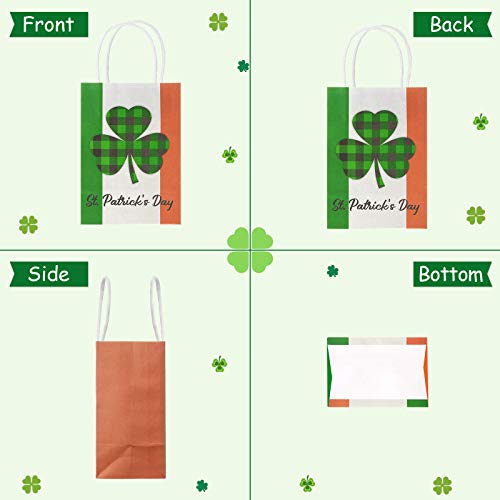 St. Patrick's Day Craft Gift Bags Irish Clover Holiday Paper Bags Kraft Treat Bags Mini Candy Bags Assortment Shamrock Wrapping Bags for Kids Classroom Party Favors Supplies (10 Pcs)