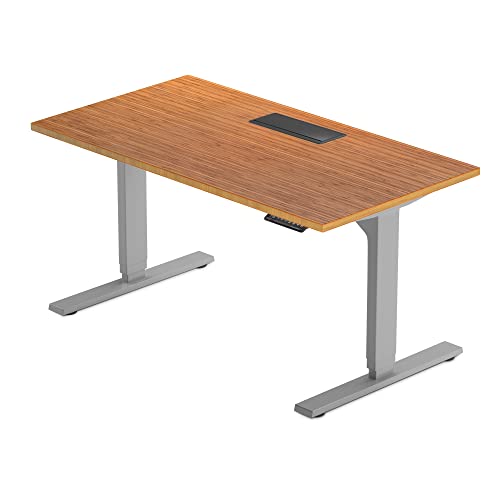 Standing Desk Bamboo top 72x30, Electric. Adjustable Height Large Stand up Motorized Ergonomic Raised Computer Desk for Home Office