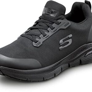 Skechers Work Arch Fit Jake, Men's, Black, Slip On Athletic Style, MaxTrax Slip Resistant, Soft Toe Work Shoe (9.0 M)