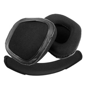yunyiyi replacement ear cushion headband ear cups compatible with corsair void & corsair void pro wired & wireless gaming headsets 7.1 memory foam ear cover repair parts (fabric foam+headband)