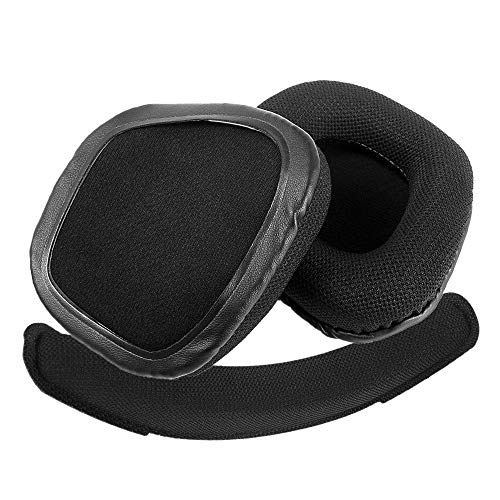 YunYiYi Replacement Ear Cushion Headband Ear Cups Compatible with Corsair Void & Corsair Void Pro Wired & Wireless Gaming Headsets 7.1 Memory Foam Ear Cover Repair Parts (Fabric Foam+Headband)