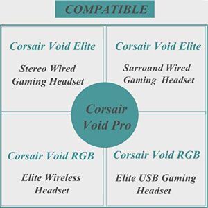 YunYiYi Replacement Ear Cushion Headband Ear Cups Compatible with Corsair Void & Corsair Void Pro Wired & Wireless Gaming Headsets 7.1 Memory Foam Ear Cover Repair Parts (Fabric Foam+Headband)