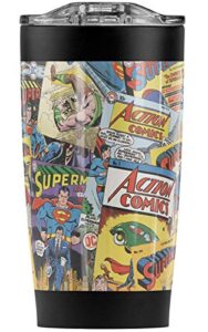 logovision superman comic covers stainless steel tumbler 20 oz coffee travel mug/cup, vacuum insulated & double wall with leakproof sliding lid | great for hot drinks and cold beverages