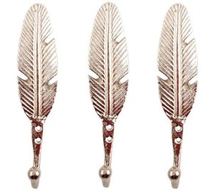 indianshelf vocalforlocal handmade silver pack of 3 entryway farmhouse iron big feathers prong wall hooks utility hanger coat holder