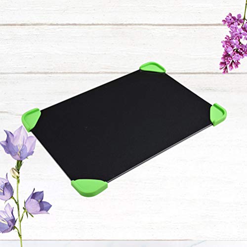 Happyyami Fast Defrosting Mat Fast Defrosting Tray Aluminum Rapid Thawing Plate Board Meat Defroster with 4 Silicone Corner Pad for Meat Pork Beef Fish Black 23x16. 5cm Food Holder Dish