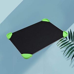 Happyyami Fast Defrosting Mat Fast Defrosting Tray Aluminum Rapid Thawing Plate Board Meat Defroster with 4 Silicone Corner Pad for Meat Pork Beef Fish Black 23x16. 5cm Food Holder Dish