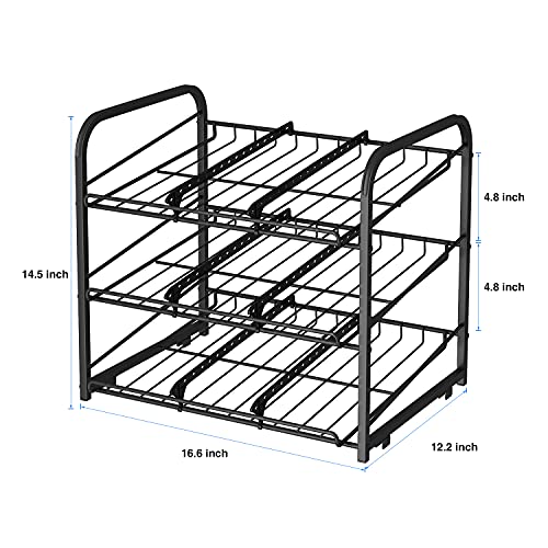 AIYAKA Can Rack Organizer, 3 Tier Stackable Can Storage Dispenser, for Food Storage, Kitchen Cabinets or Pantry, Storage for 36 Cans, Black