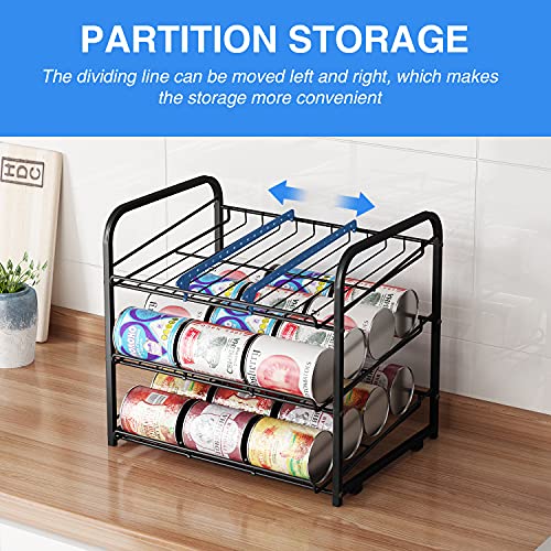 AIYAKA Can Rack Organizer, 3 Tier Stackable Can Storage Dispenser, for Food Storage, Kitchen Cabinets or Pantry, Storage for 36 Cans, Black