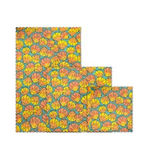 Meli Wraps - 3-Pack Reusable Beeswax Wraps for Food, Eco-Conscious Food Storage, Small, Medium and Large Food Wrap, Shells