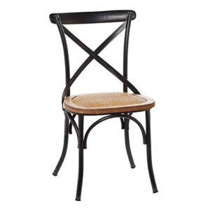 deco 79 metal dining chair with brown wood seat, set of 2 20"w, 35"h, black