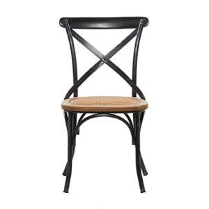 Deco 79 Metal Dining Chair with Brown Wood Seat, Set of 2 20"W, 35"H, Black