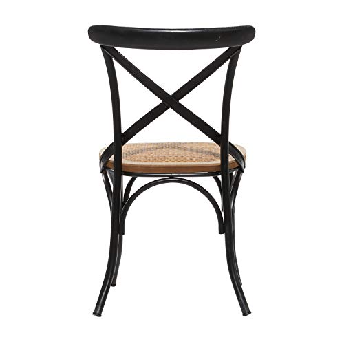 Deco 79 Metal Dining Chair with Brown Wood Seat, Set of 2 20"W, 35"H, Black