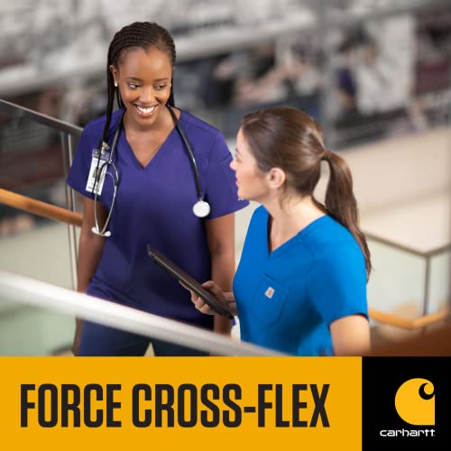 Carhartt womens Women's Force Modern Fit Chest Pocket Top Medical Scrubs, Navy, Large US