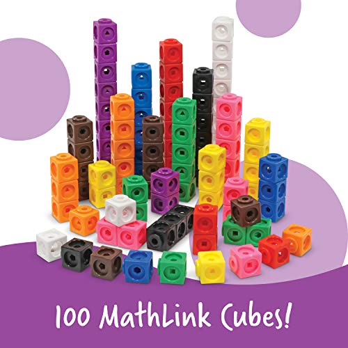 Learning Resources MathLink Cubes Elementary Math Activity Set - 115 Pieces, Ages 7+ Math Manipulative Cubes, Math Games for Kids, Math Counters