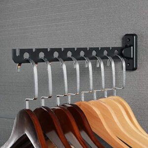 Alise Folding Clothes Hanger Rack,Wall Mounted Clothes Bar-Hanger Holder Hooks Heavy Duty Drying Rack Space Saving Clothing Hanging System Closet Storage Organizer,YHD1008-B Matte Black