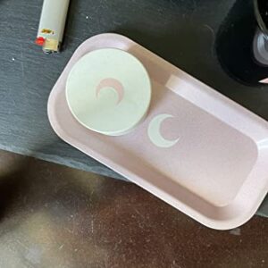 Brando Moon Small Tray - Pink Lightweight Plant Based Tray - Made from Plants - Eco Friendly Low Carbon Kitchen Tool - Curved Edges and Smooth Surface - Travel Size 8 x 4.1 inches