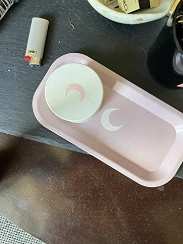 Brando Moon Small Tray - Pink Lightweight Plant Based Tray - Made from Plants - Eco Friendly Low Carbon Kitchen Tool - Curved Edges and Smooth Surface - Travel Size 8 x 4.1 inches