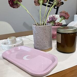 Brando Moon Small Tray - Pink Lightweight Plant Based Tray - Made from Plants - Eco Friendly Low Carbon Kitchen Tool - Curved Edges and Smooth Surface - Travel Size 8 x 4.1 inches