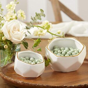 kate aspen geometric ceramic planters decorative bowls, small & medium (set of 2) , white