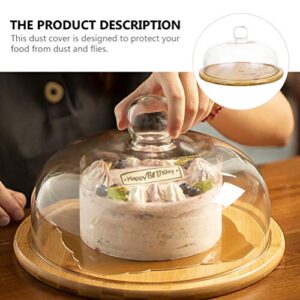 DOITOOL Cake Stand with Dome, Cake Plate Server Platter, Wood Cake Stand with Glass Dome, Cake Display Server Tray, 8.25x8.25x5.78inch