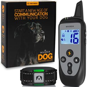 invirox shock collar for large dog [2023 edition] 123 levels dog training collar with remote 1100yd range, dog shock collar for medium dogs 100% waterproof & rechargeable training collar for dogs