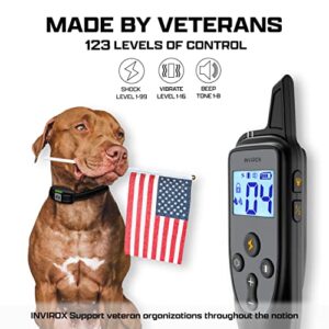 INVIROX Shock Collar for Large Dog [2023 Edition] 123 Levels Dog Training Collar with Remote 1100yd Range, Dog Shock Collar for Medium Dogs 100% Waterproof & Rechargeable Training Collar for Dogs