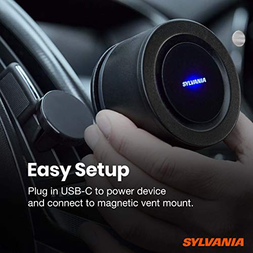 SYLVANIA - Airzing Mini Air Purifier - Vehicle, Car, Home, Office - Air Ionizer, USB-C powered, Reduces Odors, Smoke, Pets Dandruff, Reusable Filter, Portable, Quiet, UV Light, DC 5V, 0.5A